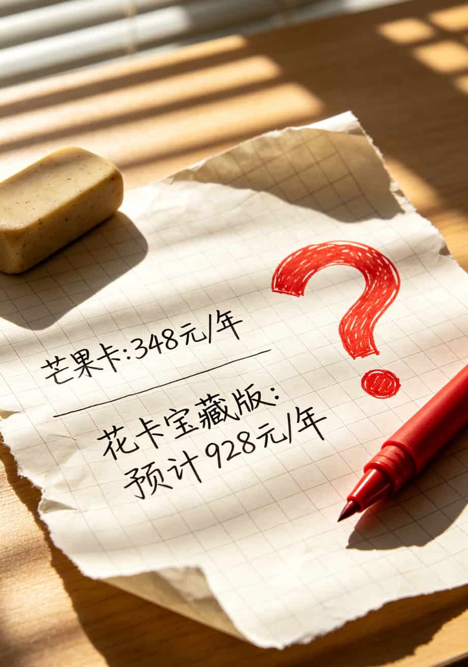 移动芒果卡和花卡宝藏版一年总成本对比图表