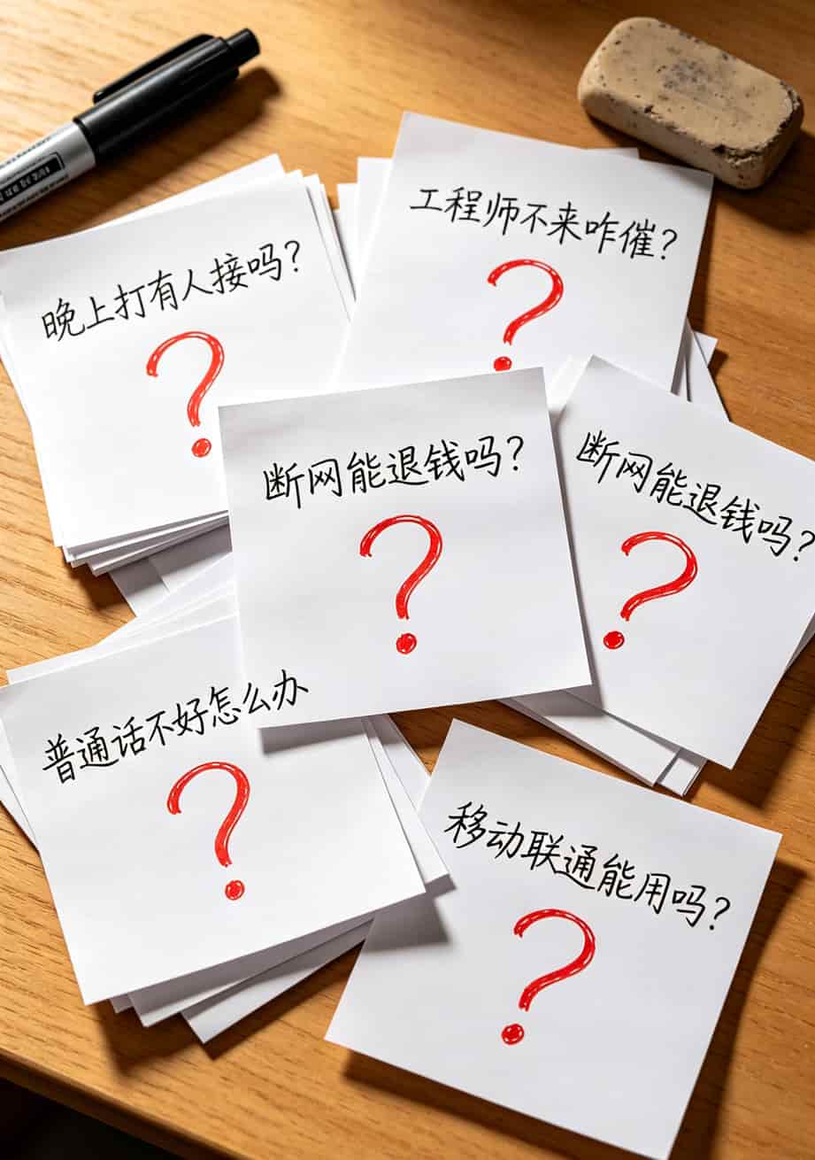 FAQ常见问题手写卡片堆叠上面画着问号
