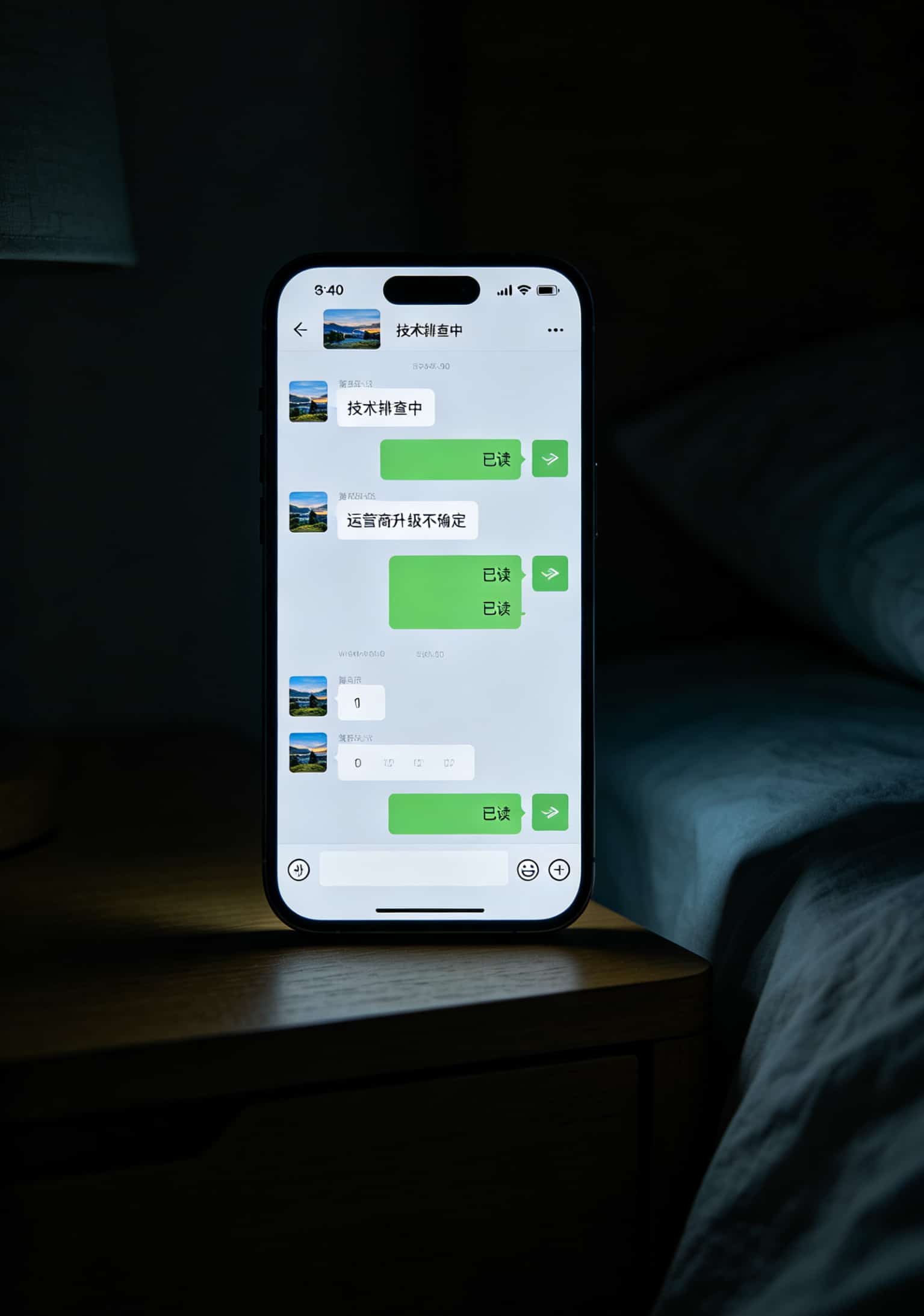 与电销卡代理商的售后对话截图，显示已读不回