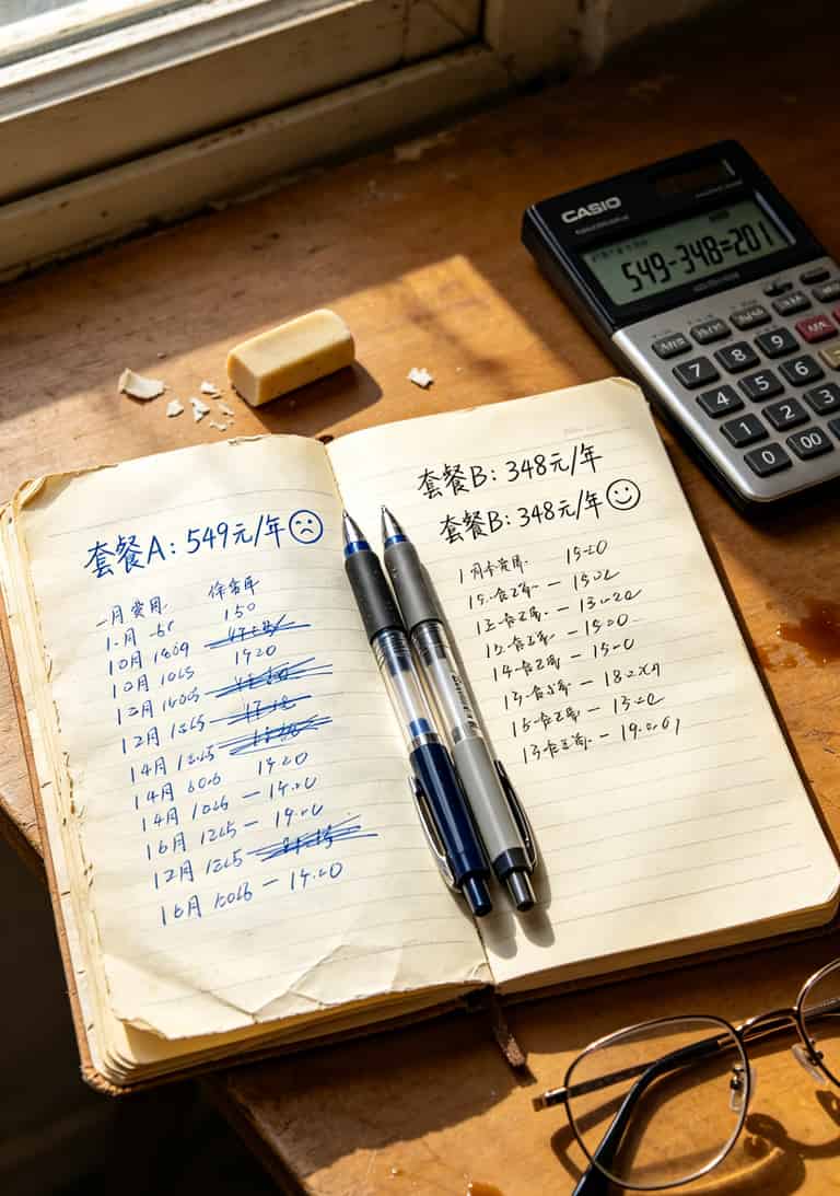 电信无限流量卡一年费用对比计算表