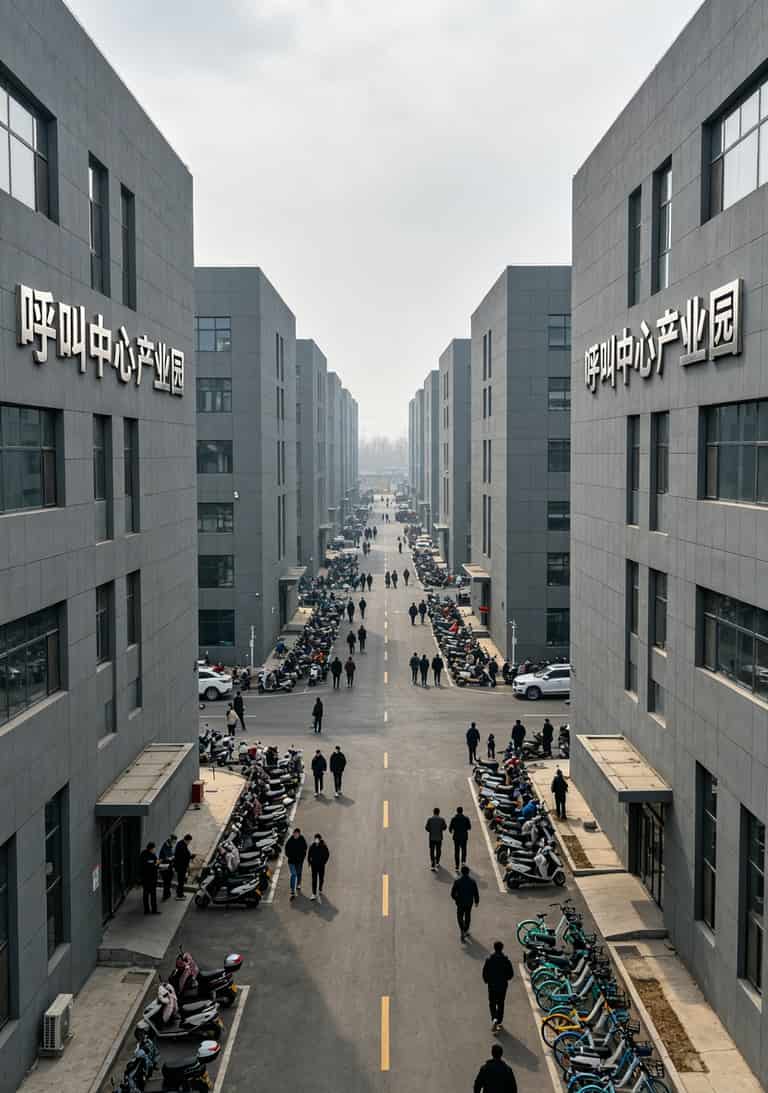 保定白沟呼叫中心产业园外景，一排排写字楼