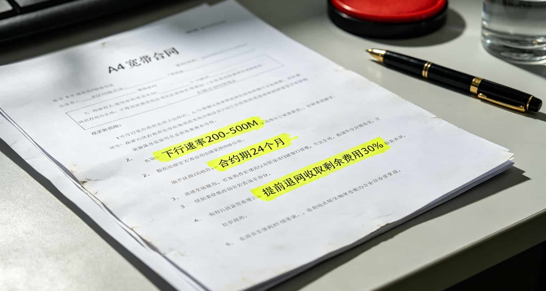 宽带合同关键条款标注示例