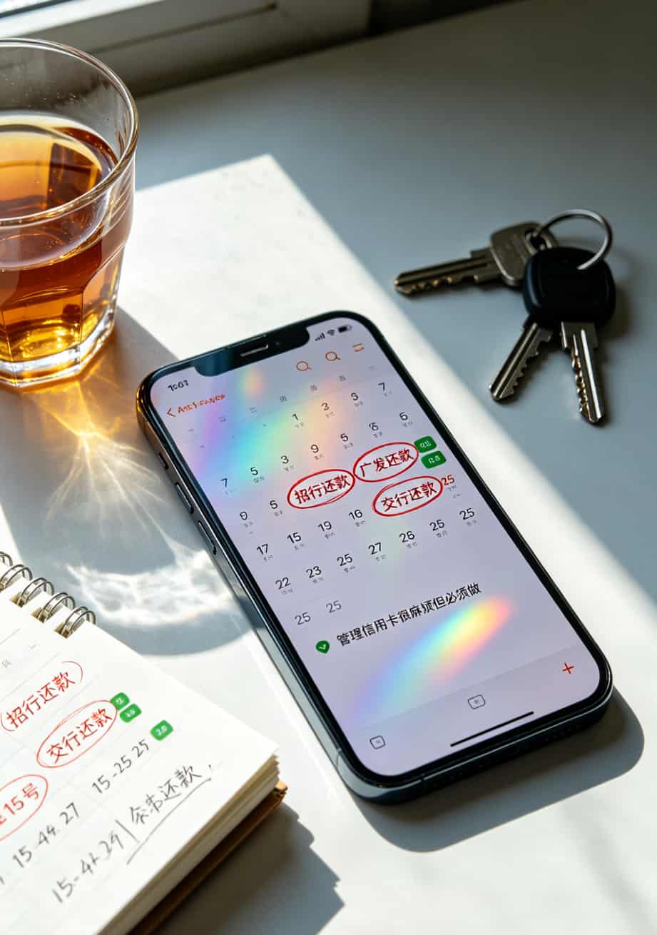 信用卡电销避坑指南:一个干过培训的老油条跟你说实话(附电信官网网上营业厅核实技巧) 手机日历上标记了多个信用卡还款日的提醒截图