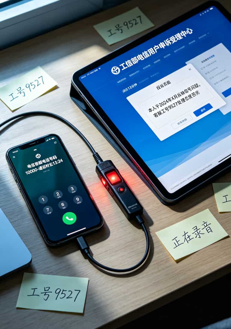 电信客服电话号码10000拨打界面和工信部申诉平台截图