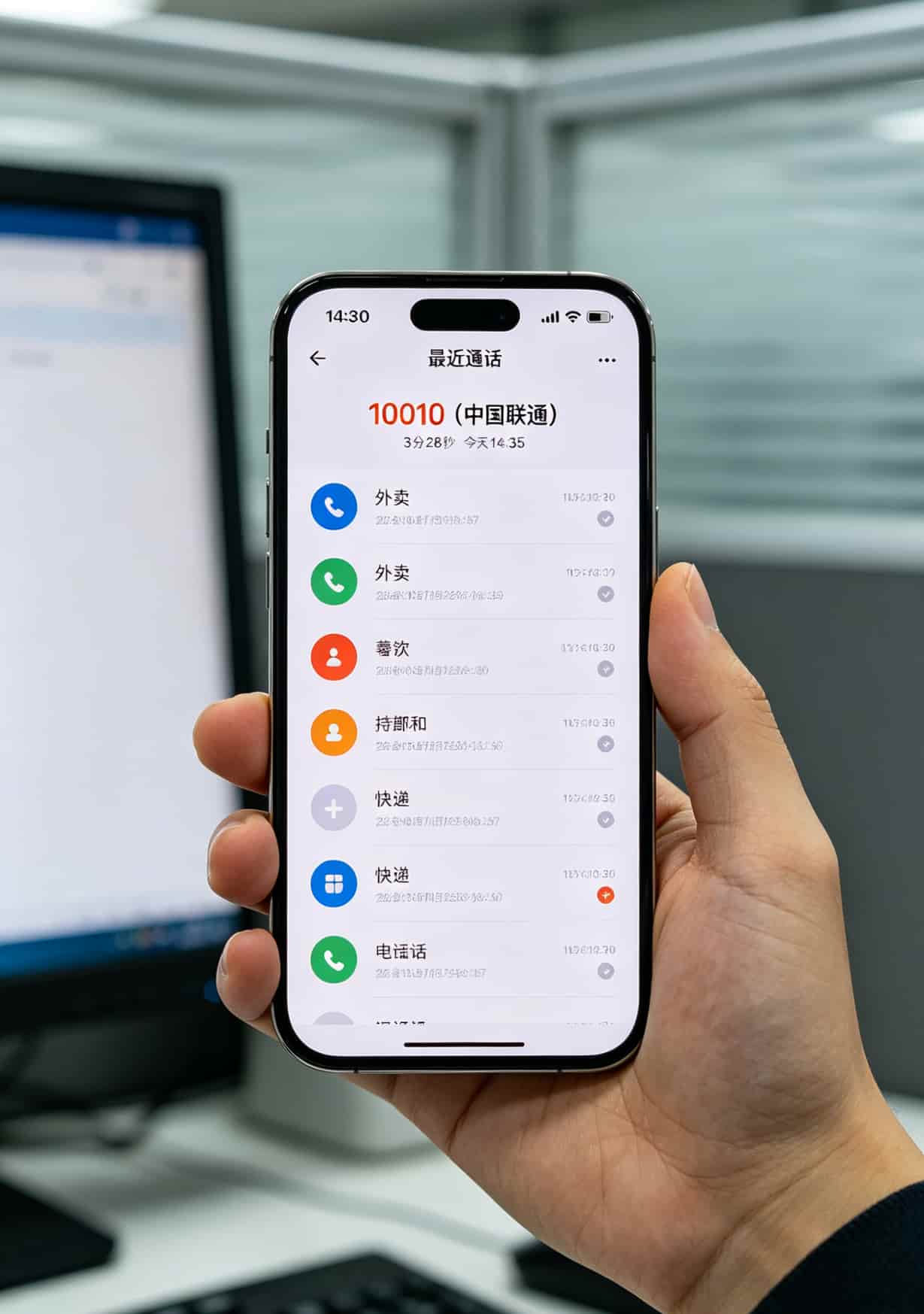 手机通话记录截图，显示拨打10010的通话时长3分28秒