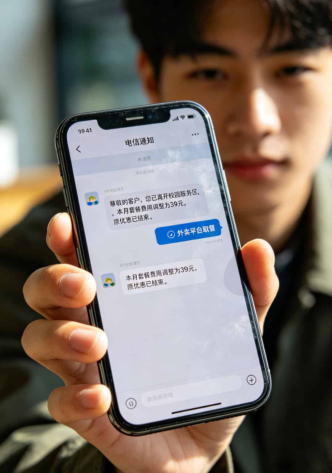 校园卡离校后账单变化的短信通知截图