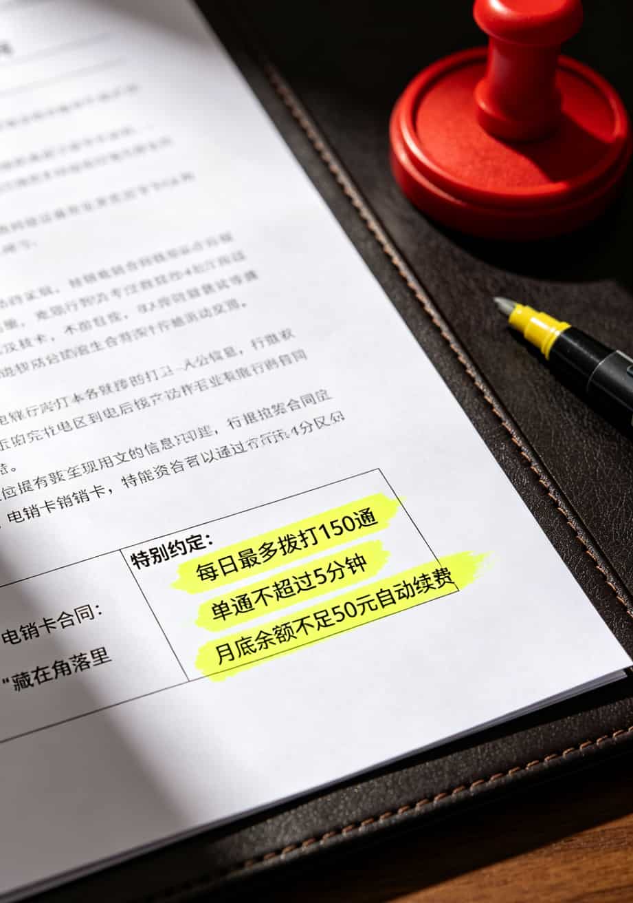 电销卡合同小字条款中常见的陷阱标注