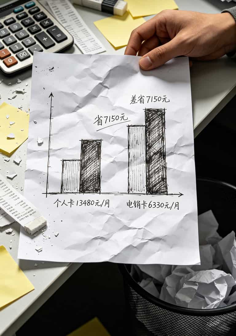 电销卡与个人卡年度成本对比柱状图
