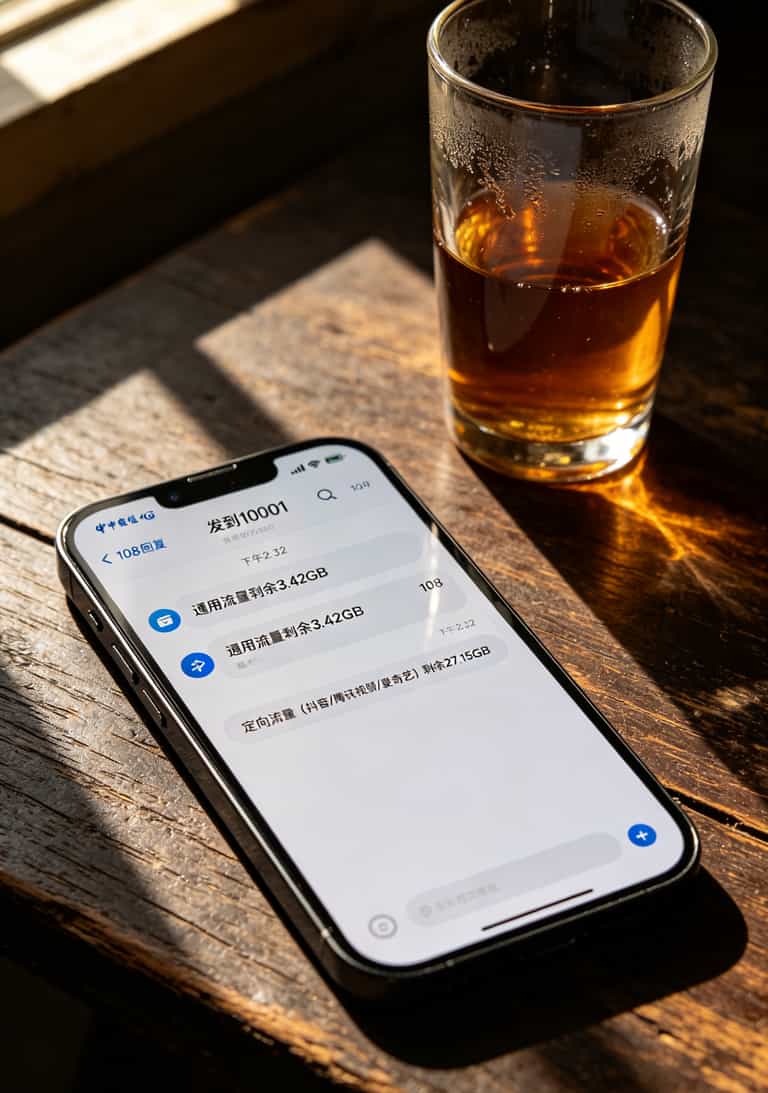 电信108短信回复显示通用流量和定向流量的区分示例