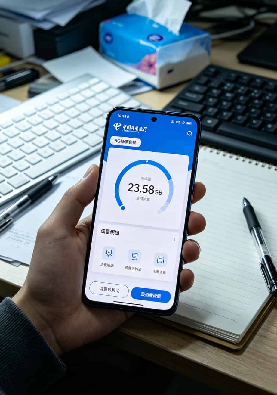 电信营业厅APP首页流量余额显示界面
