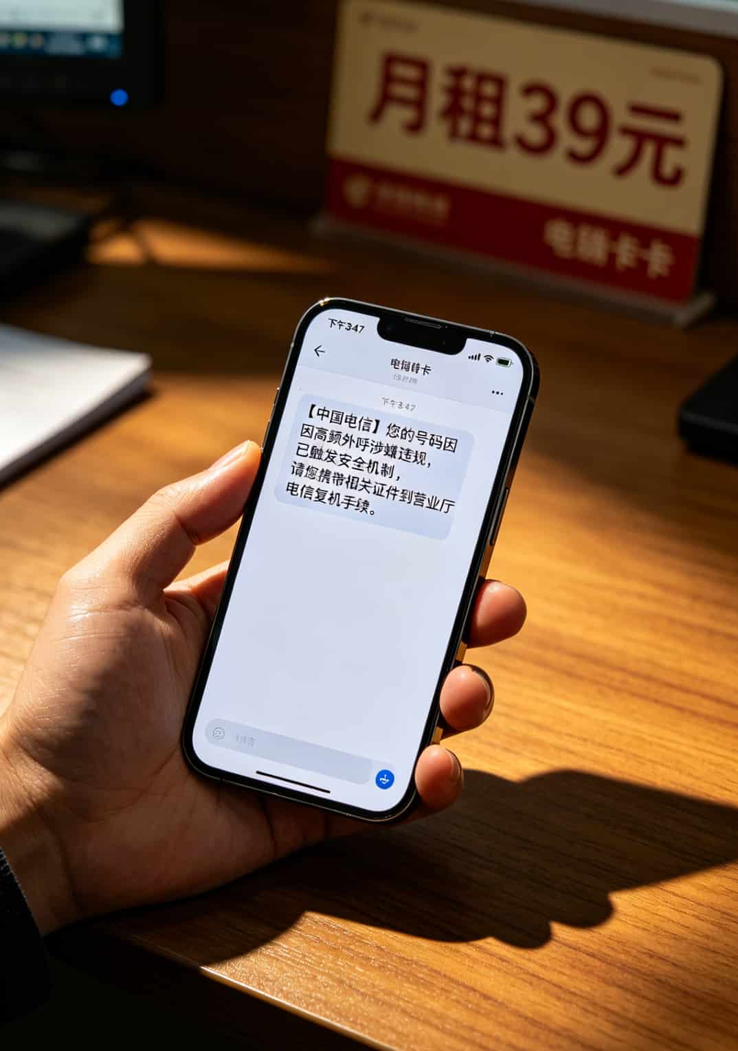 被“电信复机”折磨七八年,老李把压箱底的防封号狠招全抖出来了 电销卡被封的短信截图示例