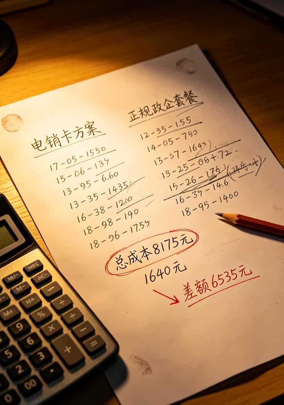 打了三年电销卡亏了六万块,一个电信客服电话把我捞上来了 电销卡vs正规套餐成本对比计算表