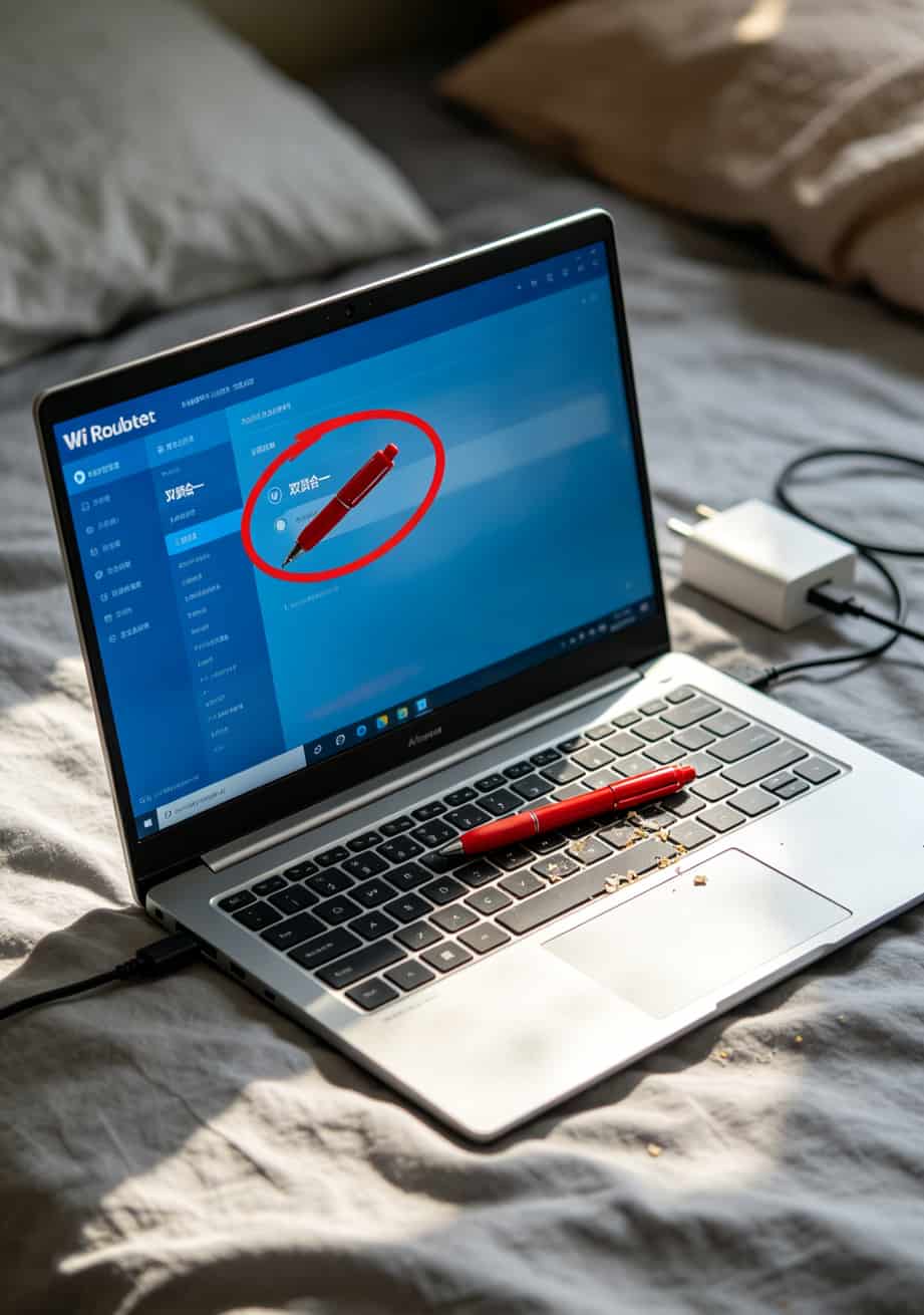 路由器后台设置界面截图，标注双频合一关闭入口和5G设置