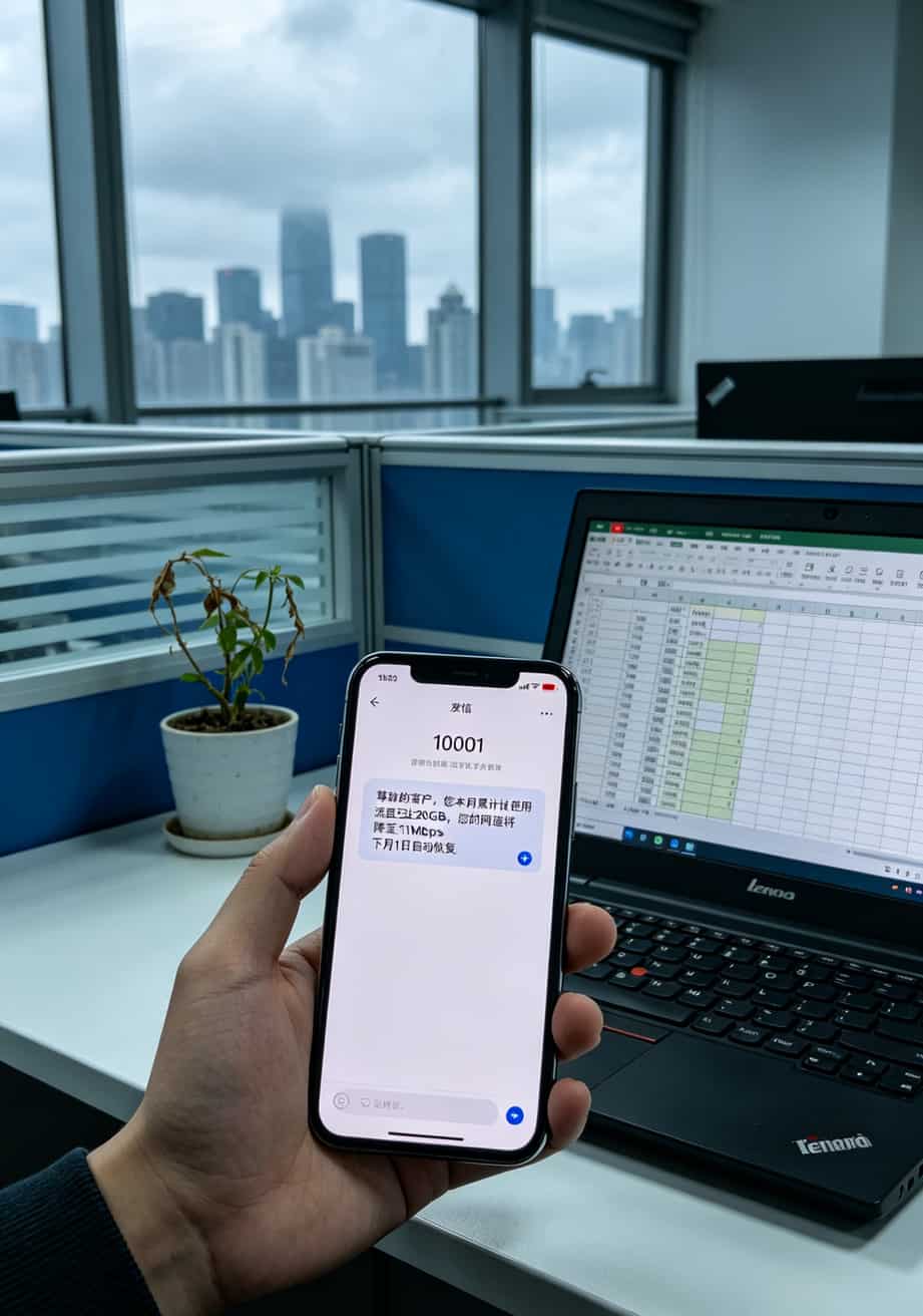 手机收到流量限速提醒的短信界面