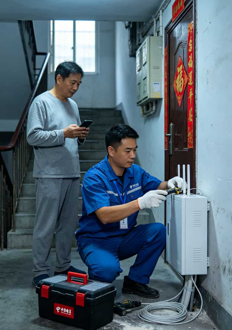 搬家时电信宽带移机的上门服务场景