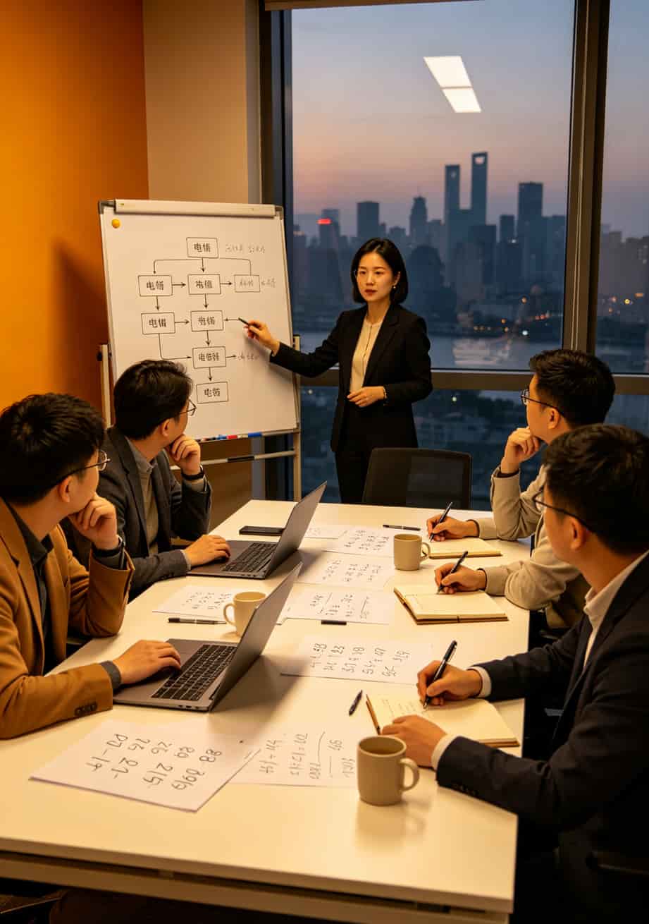 电销团队开会讨论外呼策略