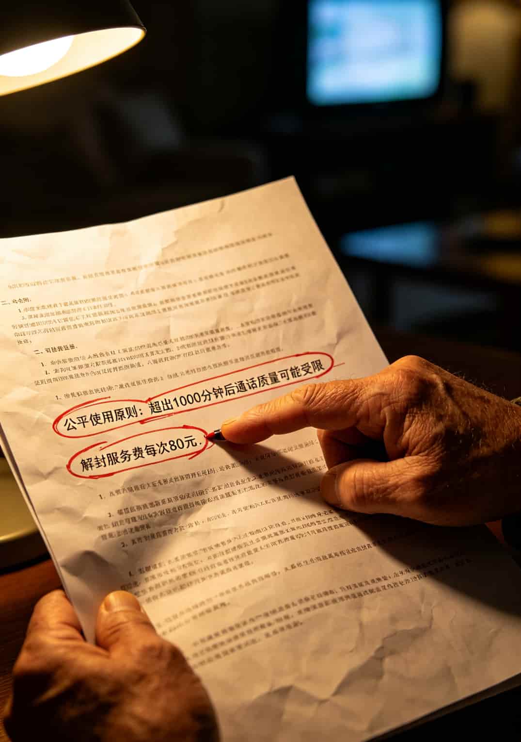 干了8年催收换了十几张卡,中电信电销卡到底值不值得办?直接说结论 中电信电销卡合同中的隐藏收费条款示例