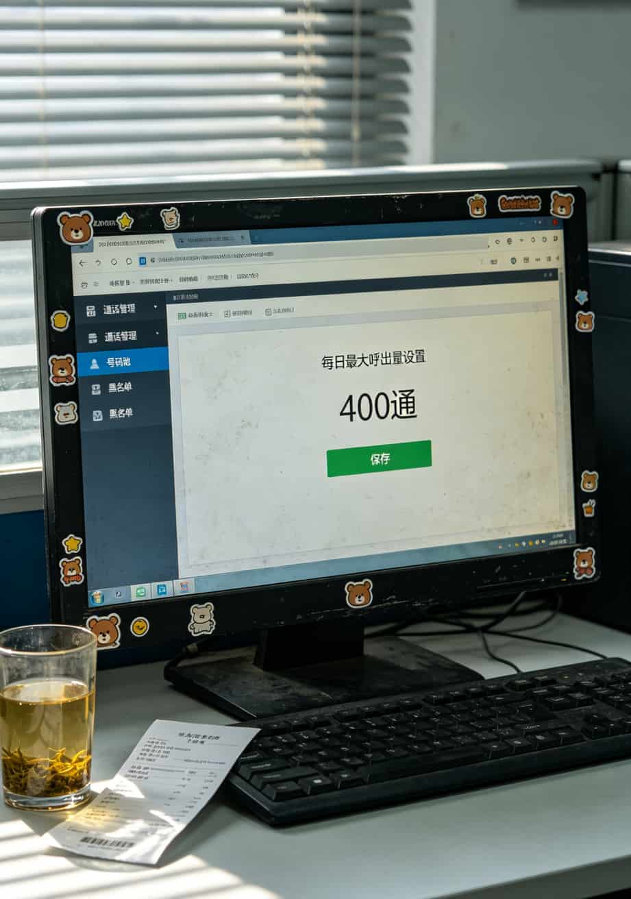 电销卡后台管理界面截图，显示每日呼出量设置选项