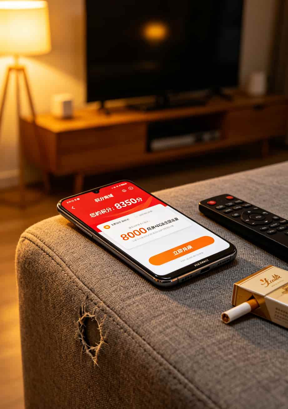 移动APP积分兑换页面截图，显示8000积分可换40G