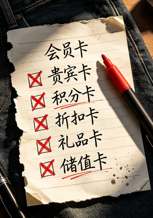 一张写满红叉的流量卡黑名单手写纸，字迹粗糙