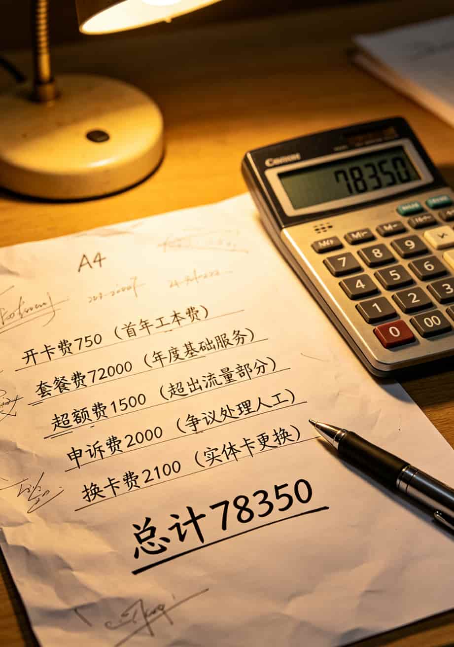 一年总成本计算表（78350元分解图）