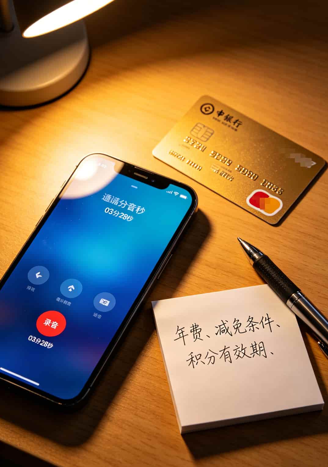 搜“电信下载”想省钱?信用卡交话费一年反撸480,电销老油条说实话 手机通话界面,显示正在录音,旁边放着信用卡