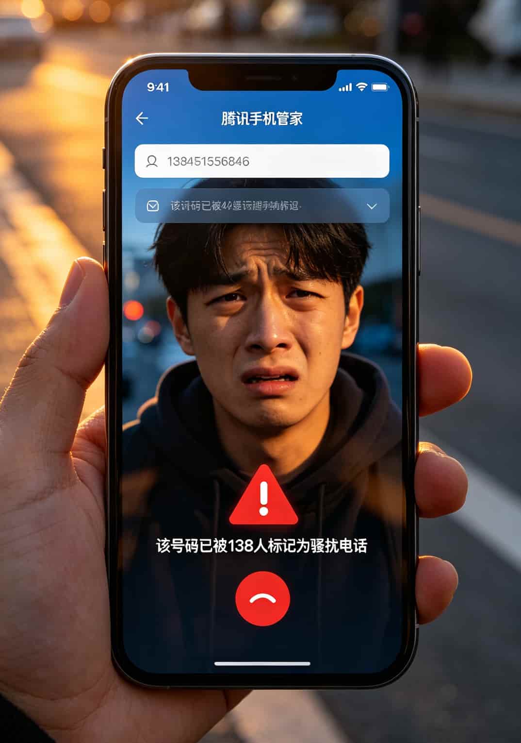 手机屏幕显示骚扰电话标记查询结果界面