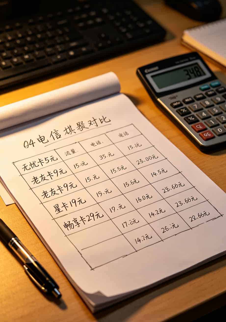 无忧卡与老友卡、星卡、畅享卡的参数对比表格