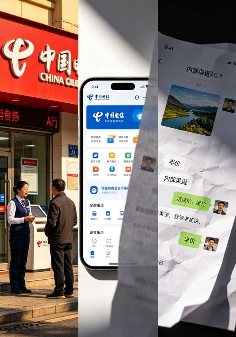 老周说实话:电信合约机这3笔账没算清,千万别签字 电信营业厅、官网、第三方代理对比示意图