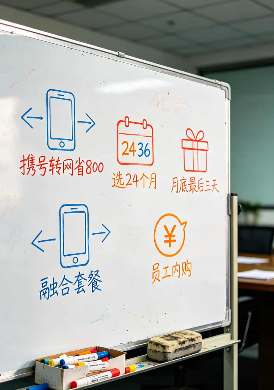 老周说实话:电信合约机这3笔账没算清,千万别签字 五种省钱方式图标,手绘风格