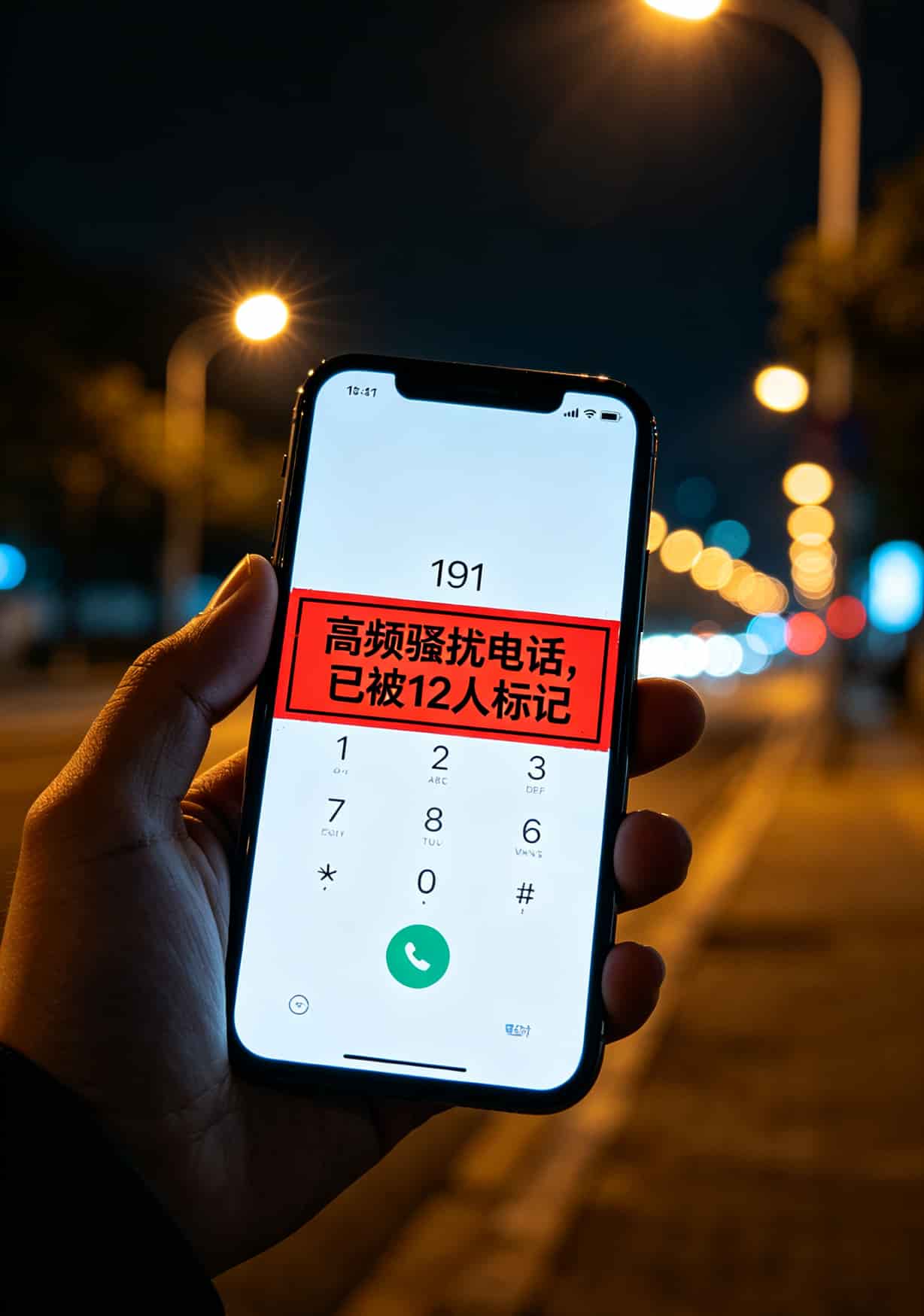 手机屏幕显示来电标记“骚扰电话”的截图