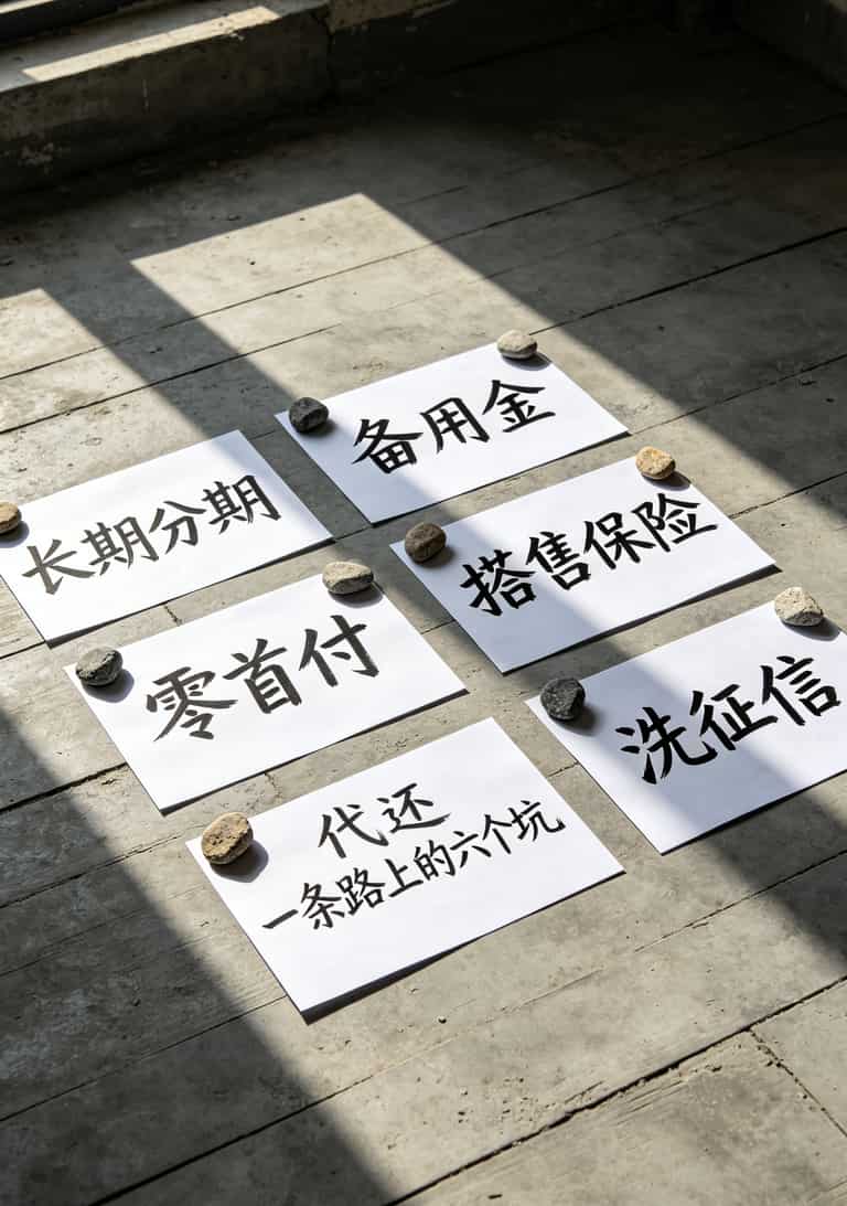 六个陷阱标识摆成一排，每个上面写着一个坑的名字