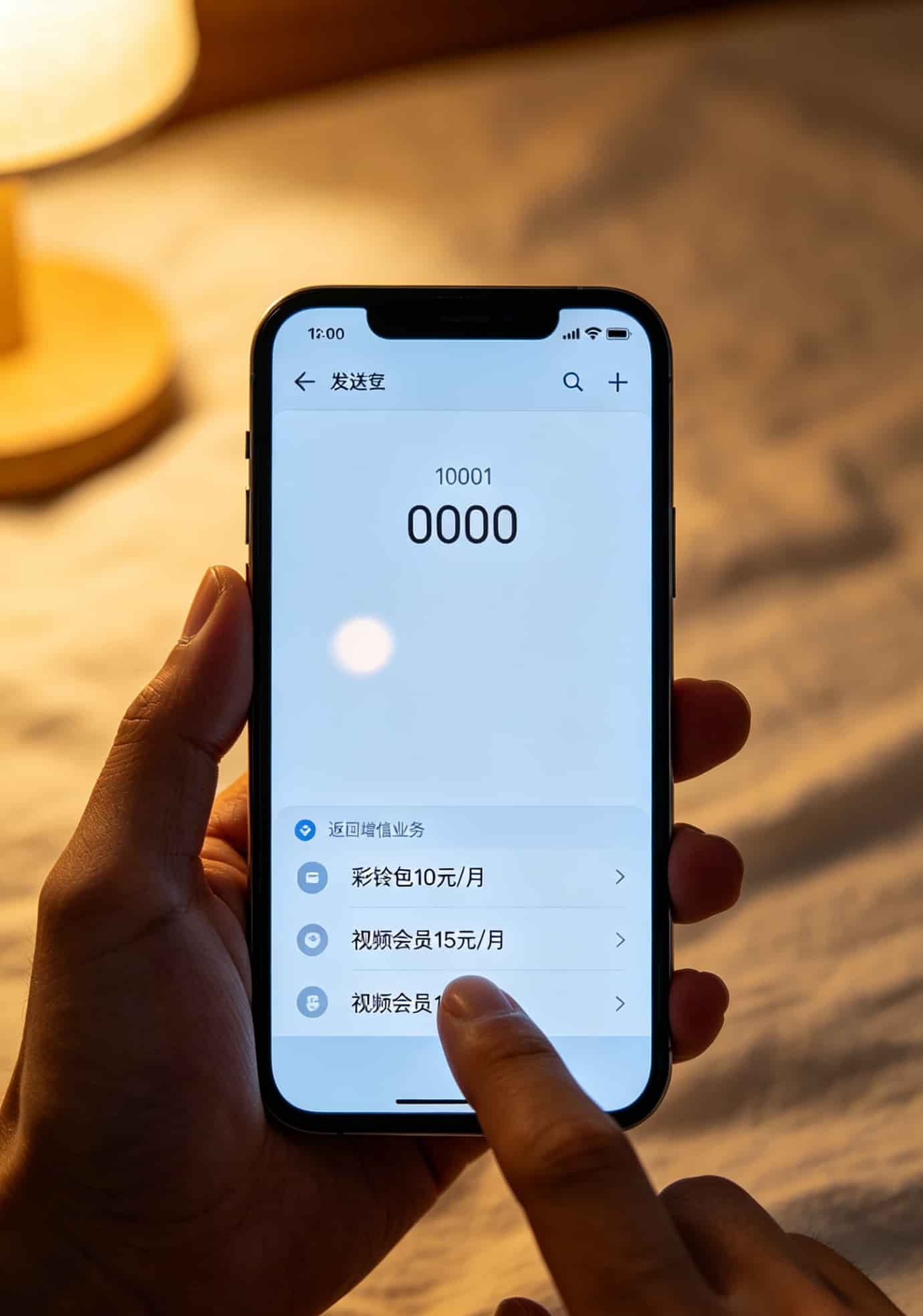 短信发送0000到10001查询增值业务操作截图