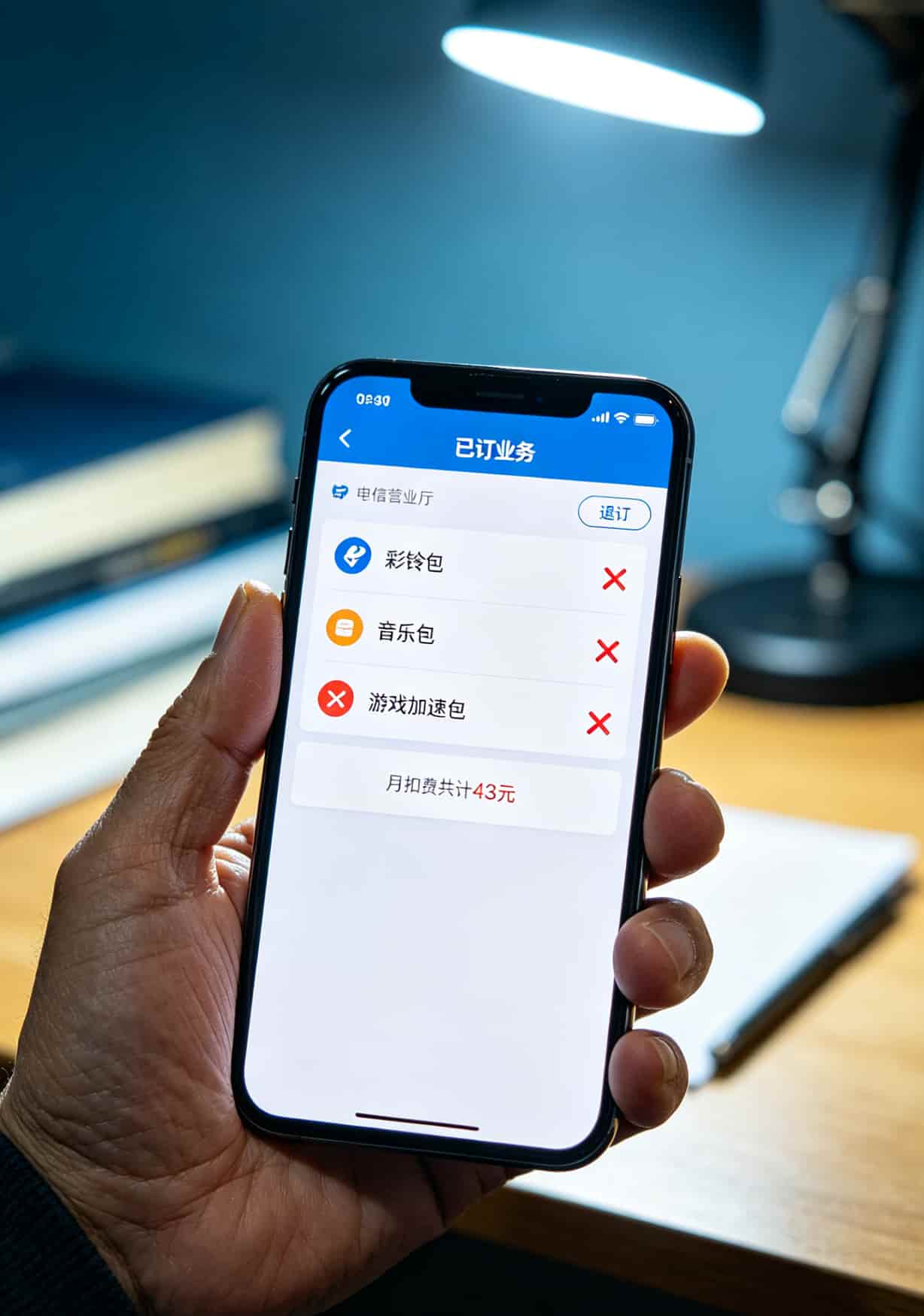 在电信营业厅App中查看已订业务的步骤截图