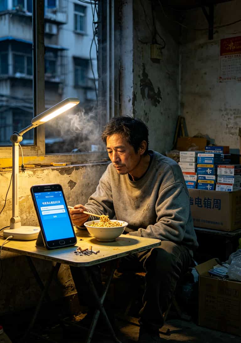老周在郑州二七区出租屋里查看电销卡通话记录后台截图