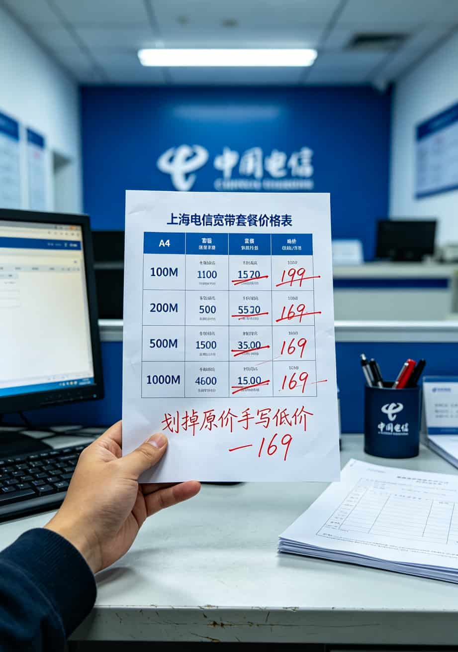 电信营业厅内套餐价格表实拍照片