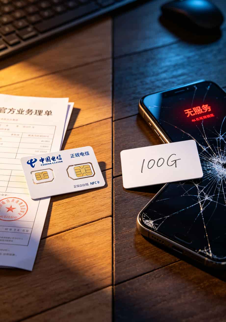 电信无限流量卡正规套餐与物联卡对比示意图