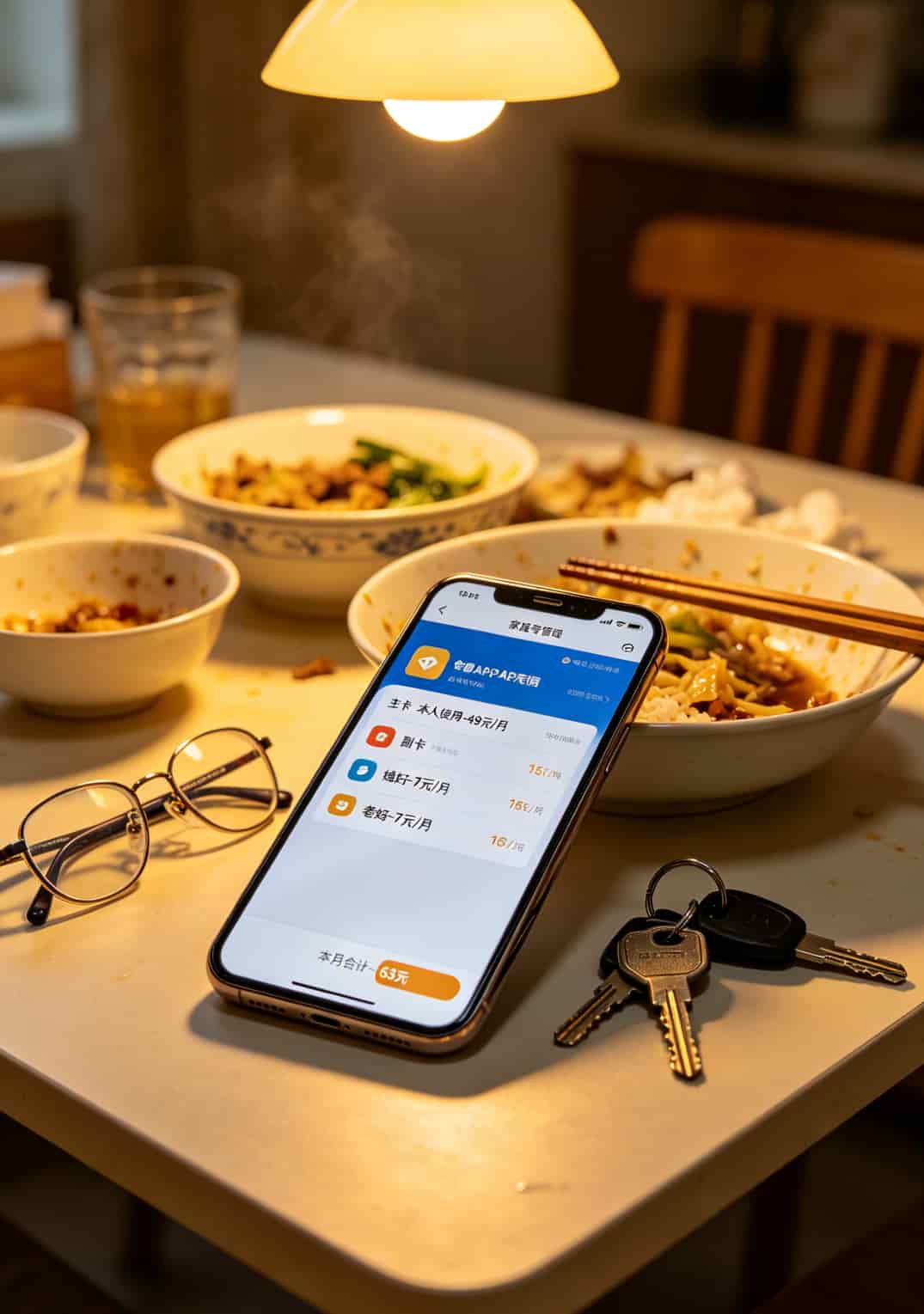 电信星驰卡值不值?我办废三张卡才整明白这些门道 电信APP家庭号管理页面截图,显示主卡和两张副卡,月租总计63元