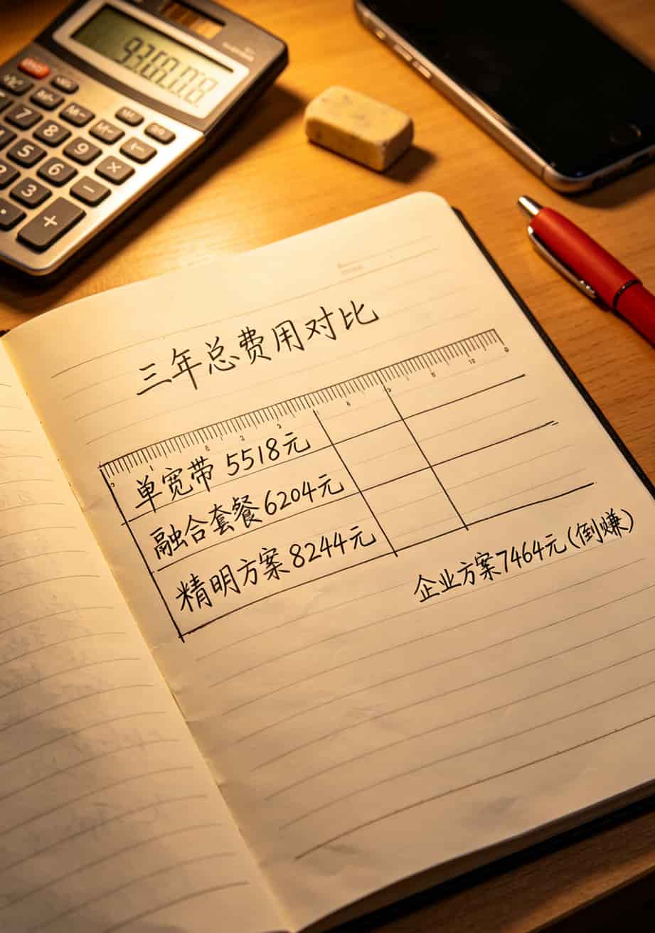 三年宽带费用计算对比表