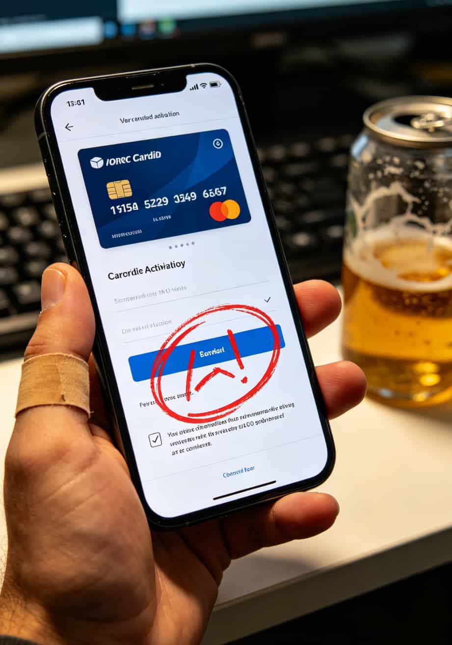 手机APP激活页面，一个极小的勾选框被红圈标出