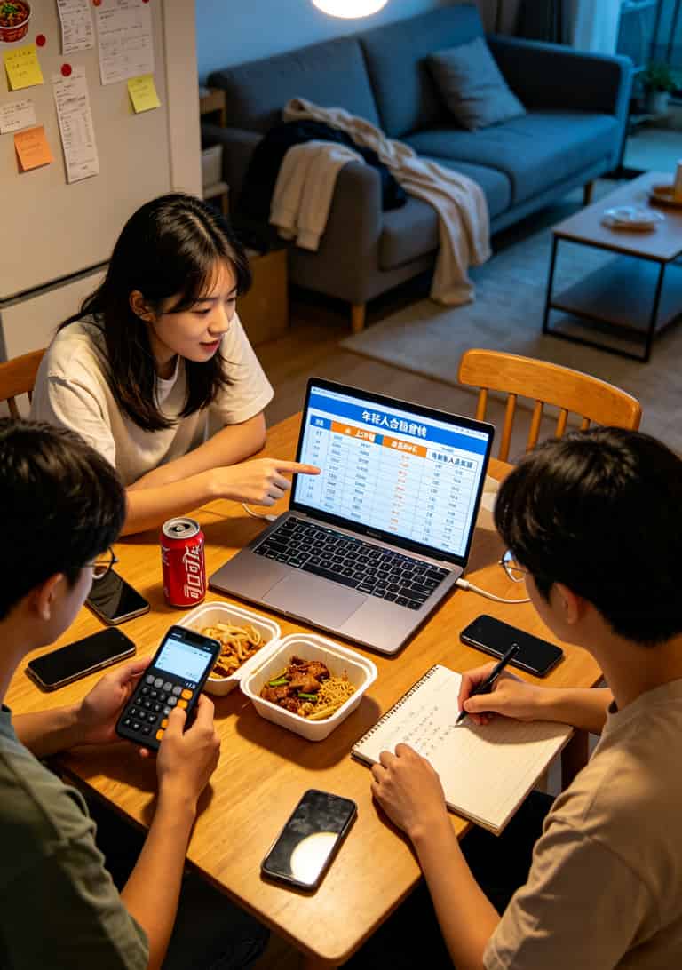 一个叫“电信接入点”的东西,让我干电销每月少赚2000块(附三个真实踩坑案例) 几个人围坐在桌前讨论,笔记本电脑上显示宽带套餐对比表格