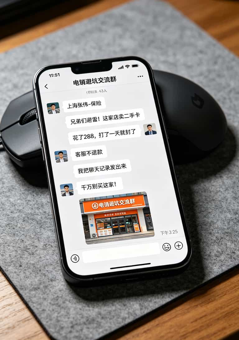 微信群聊天截图，张伟吐槽买到二手卡的对话记录