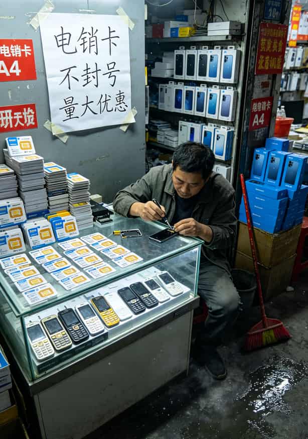 郑州文化路数码港三楼电销卡批发柜台实拍