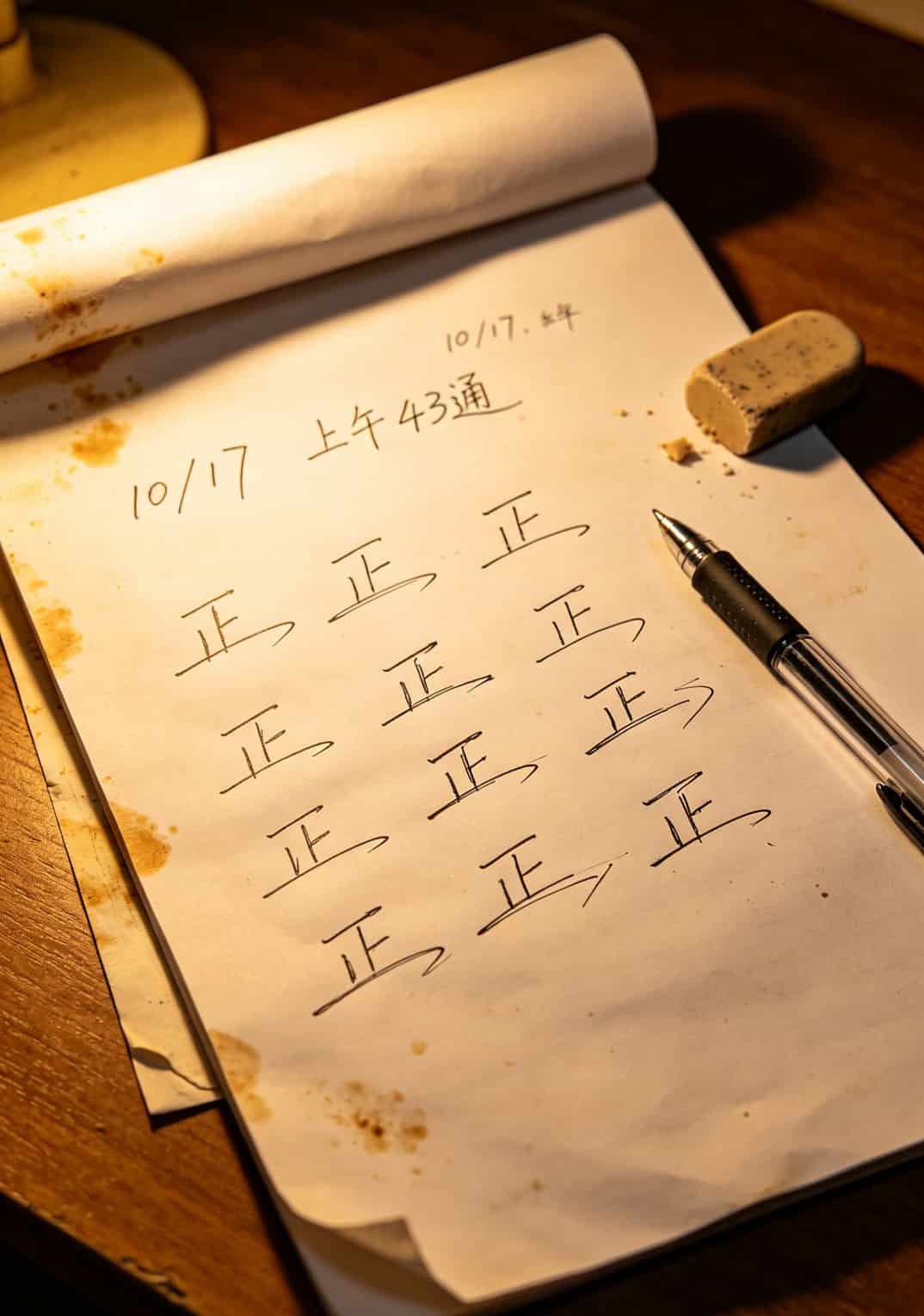 一张A4纸上画满了“正”字记录通话次数