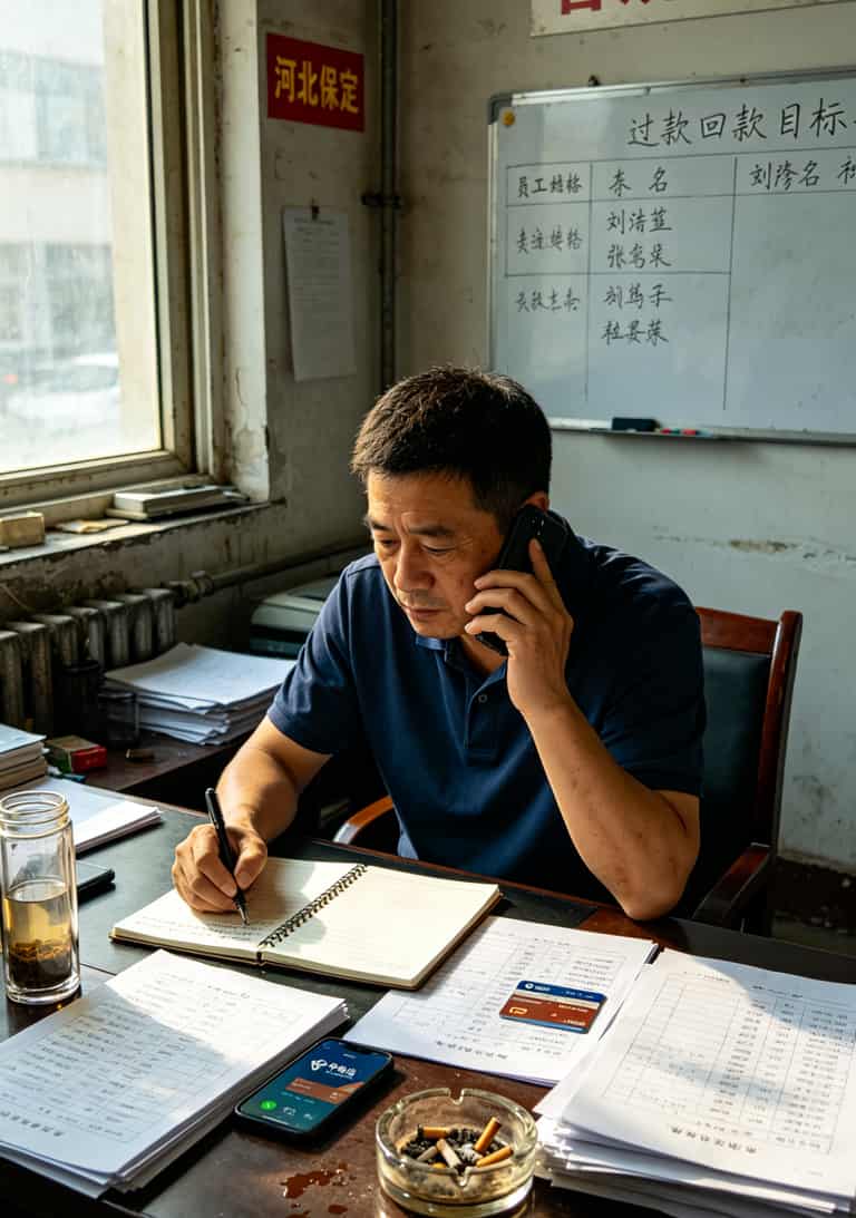 干了8年催收换了十几张卡,中电信电销卡到底值不值得办?直接说结论 保定催收员李振国正在使用中电信电销卡打电话的工作场景