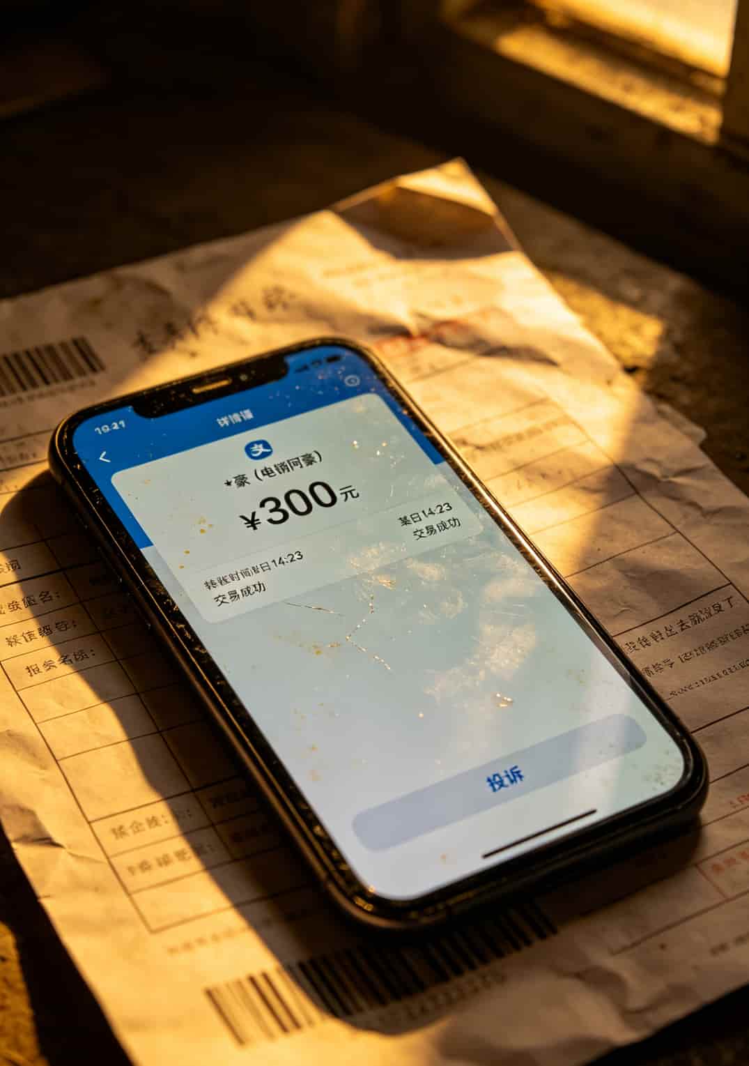 转账记录截图，显示向“电销阿豪”转账300元