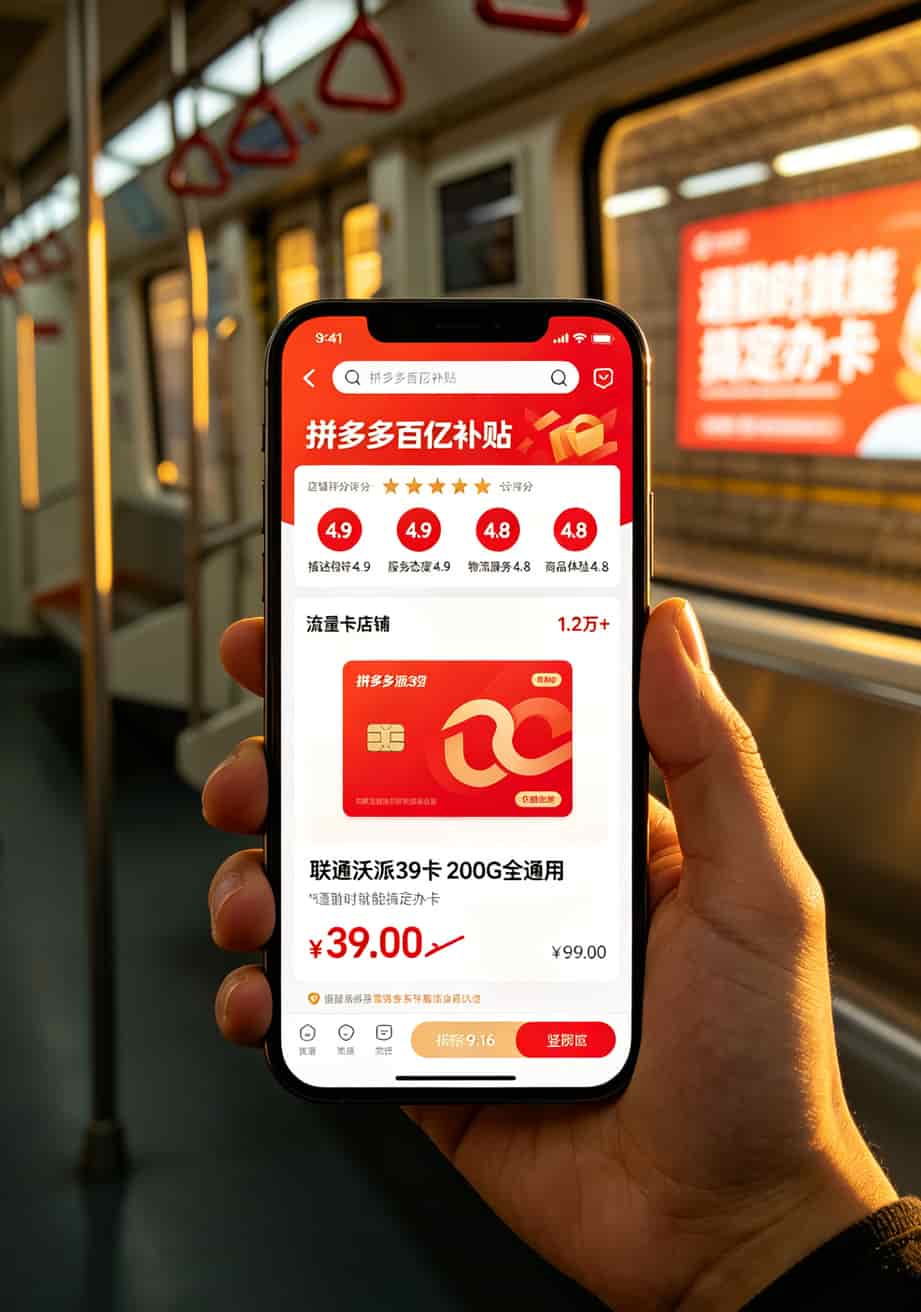 拼多多百亿补贴流量卡店铺评分截图