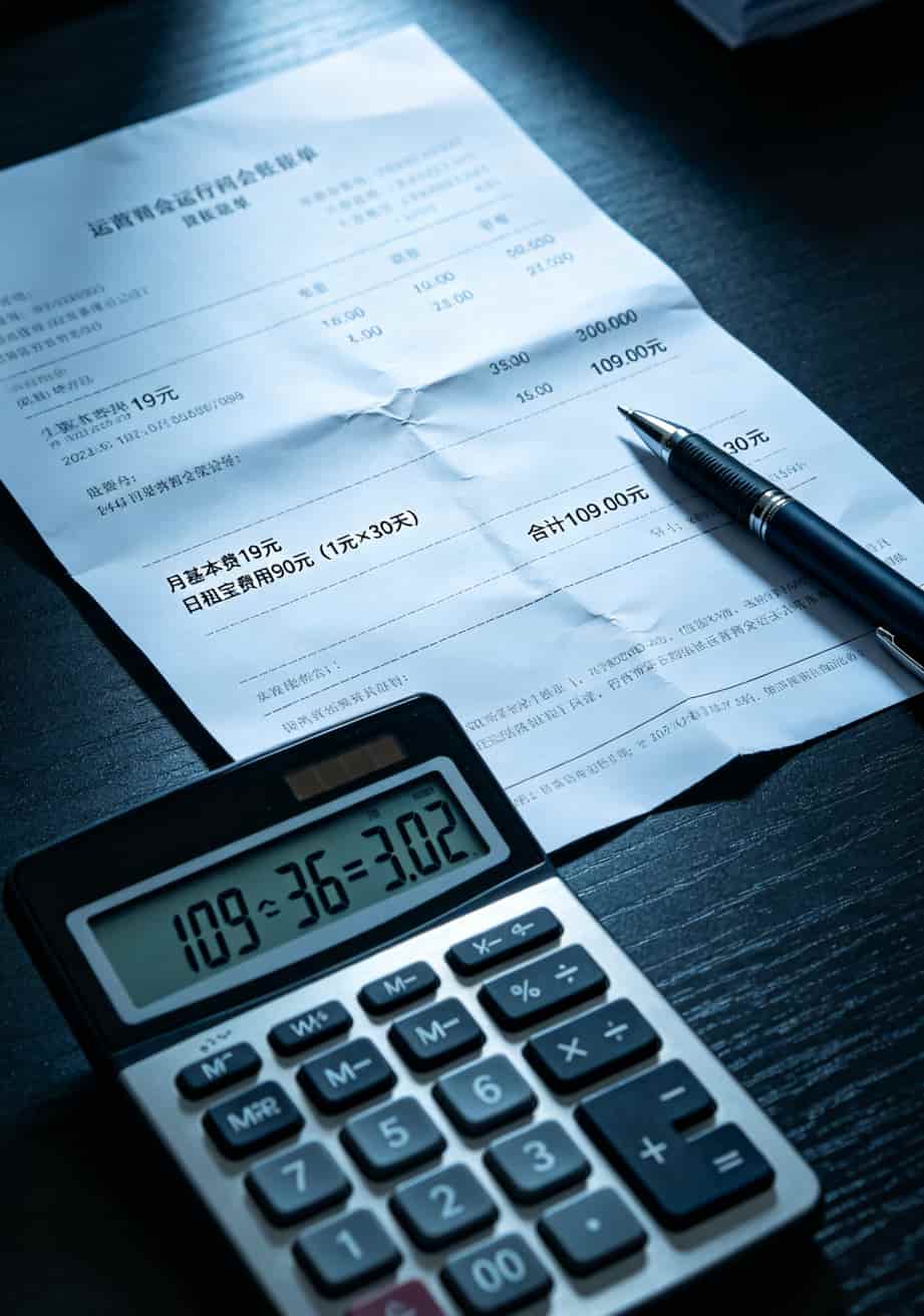 1000g流量卡多少钱一张?19块?我掏300块买来的教训告诉你答案 话费账单截图显示月租19元+日租90元,合计109元
