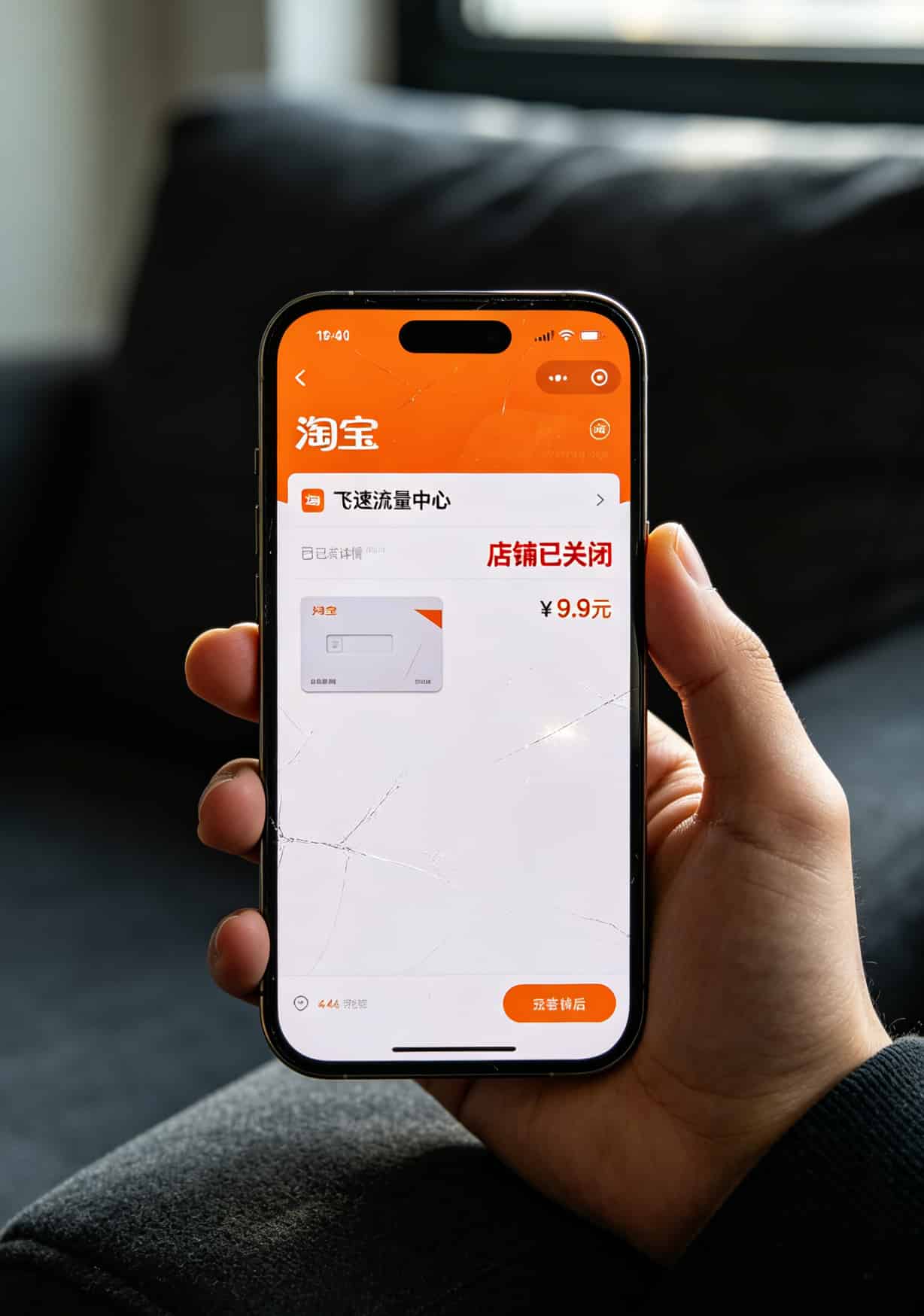 淘宝订单截图显示飞速流量中心店铺已关闭