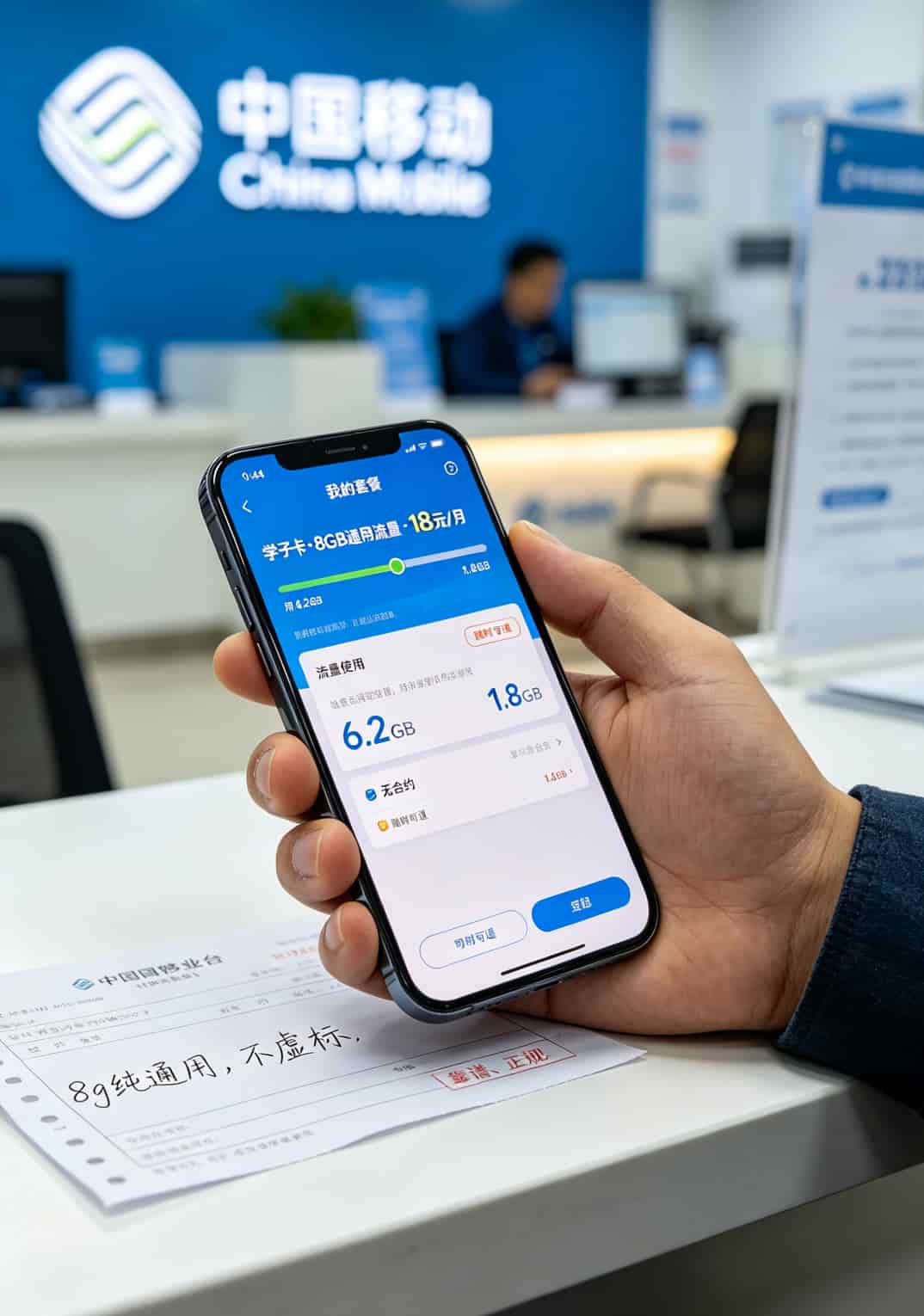 移动学子卡的后台套餐截图
